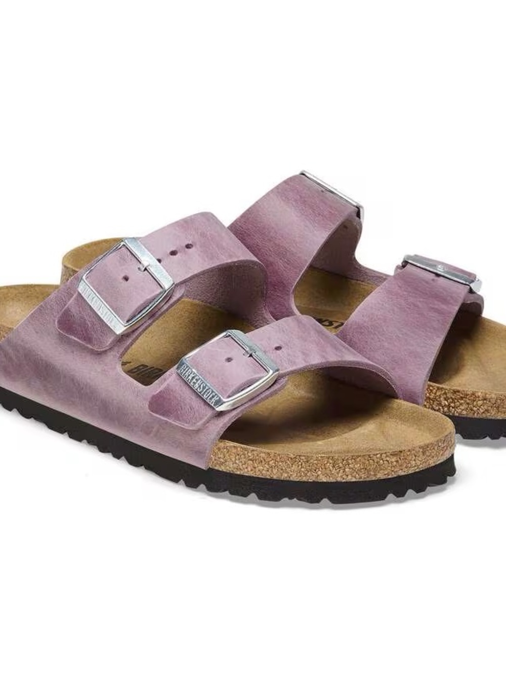 Birkenstock Arizona Oiled Leather Two-Strap Sandals in Lavender
